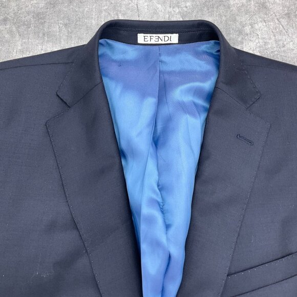 Efendi Blazer Men 41 Navy Blue‎ Half Canvas Tailored Classic Career Suit Jacket - Picture 2 of 12